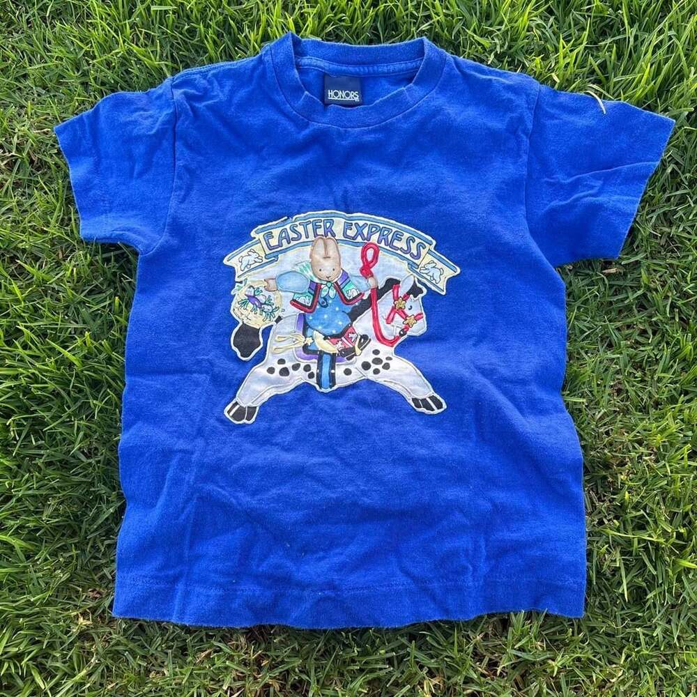 Honors Easter Express Kids T-Shirt Blue Rabbit Graphic